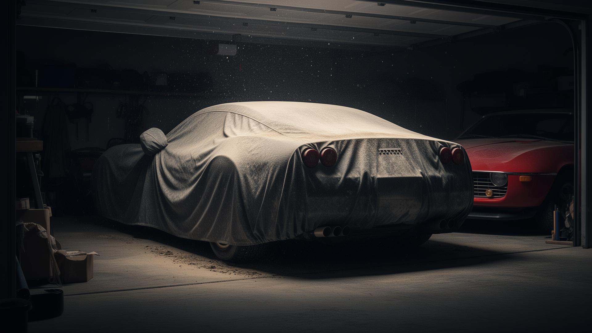 Classic collector car being detailed in a private Milton garage