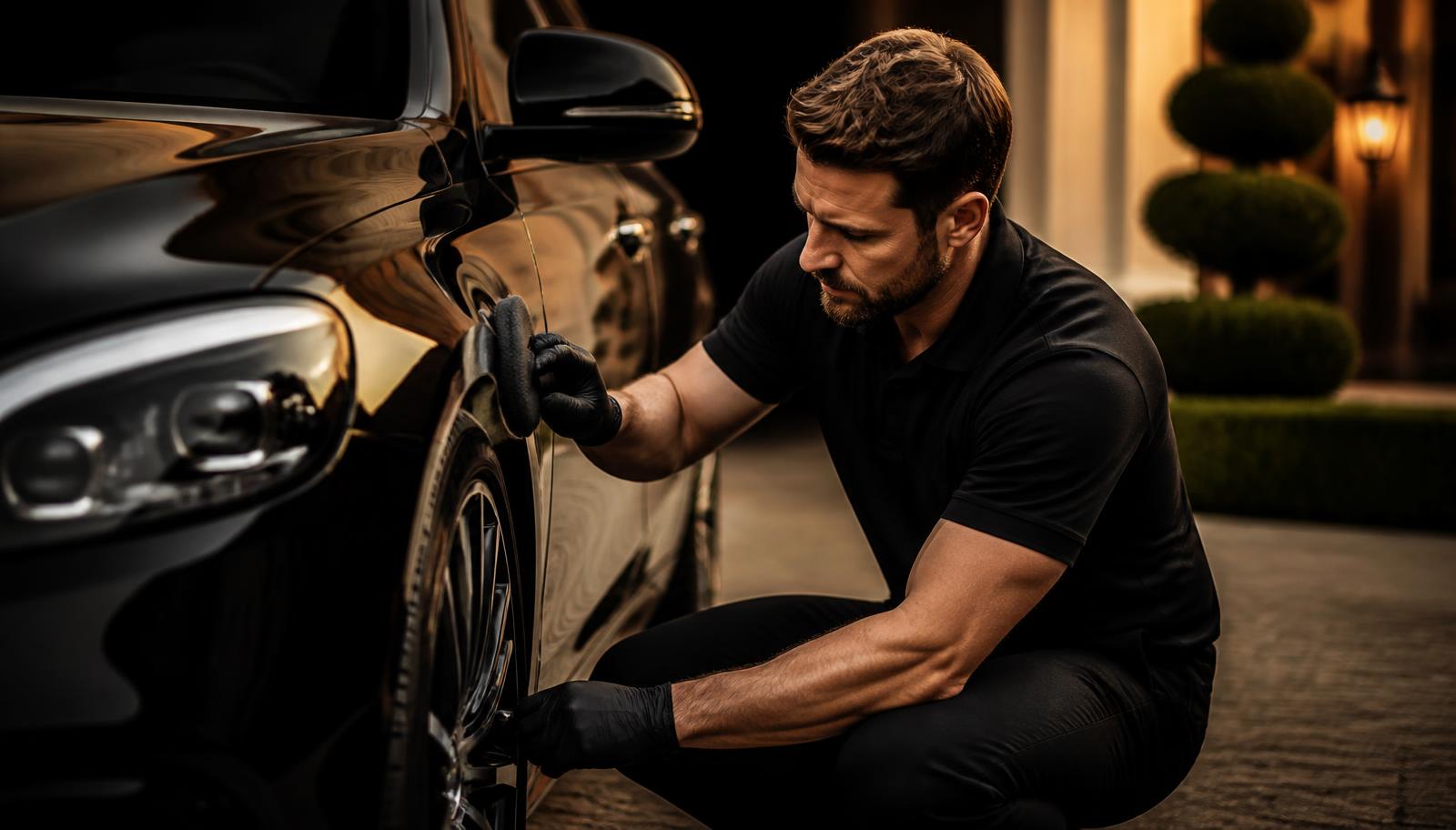 833 Auto Spa detailing technician polishing a luxury vehicle