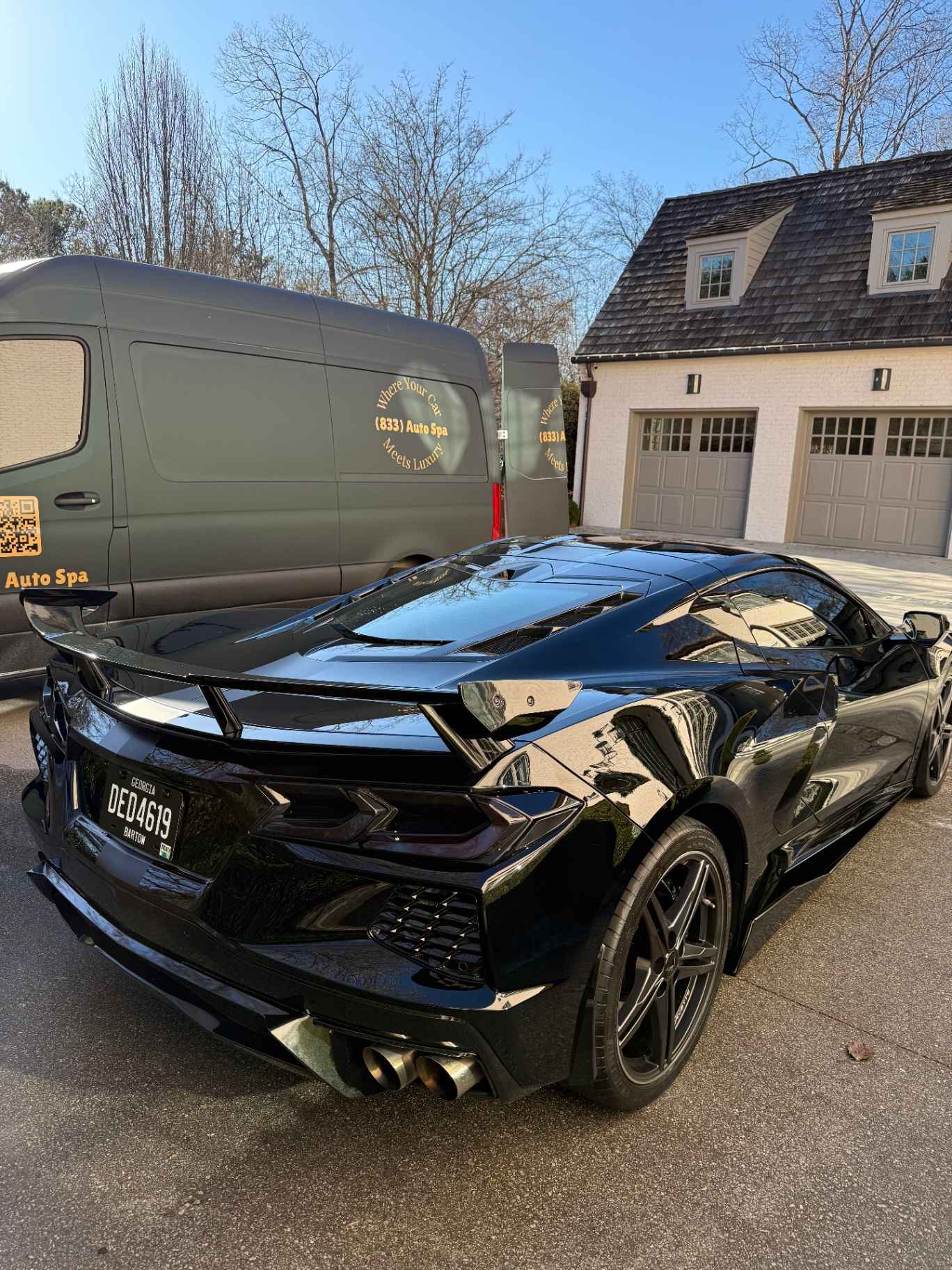 Corvette C8 paint correction and detailing at client home